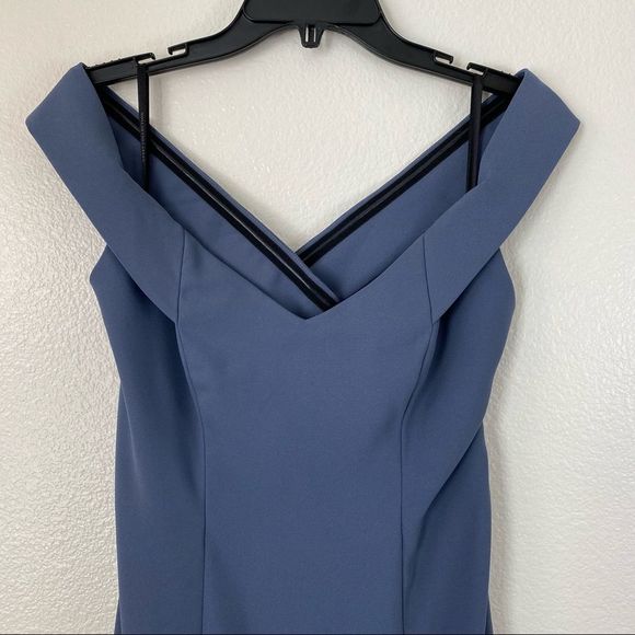 Dessy Collection 3012 Off The Shoulder Crossback Gown Silverstone 4 - Picture 3 of 10